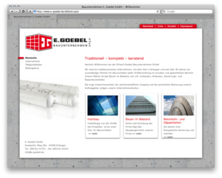<a href='http://www.e-goebel.de' target='_blank'>www.e-goebel.de</a><br />Bauunternehmen E. Goebel<br />Redesign-Veröffentlichung September 2014, Erstversion Oktober 2004 - Technologie: netissimoCMS<br/>&nbsp; (46/65)