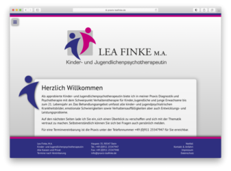 <a href="http://www.praxis-leafinke.de" target="_blank">www.praxis-leafinke.de</a><br />Kinder- und Jugendlichenpsychotherapeutin<br />März 2021 - Technologie: HTML responsive (5/65)