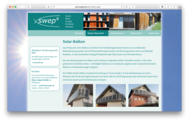 <a href='http://www.sweps.de' target='_blank'>www.sweps.de</a><br />sweps.de: Sonne
Wind
Energie
Produkte
Solarbau<br />Relaunch Mai 2017 - Technologie: netissimoCMS responsive<br /> (30/65)